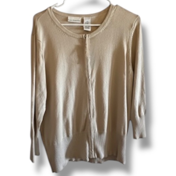 Croft & Barrow (Kohl’s) Sweater Cardigan NWT Beige Tan Full-Zip Women’s Size L - Picture 14 of 16